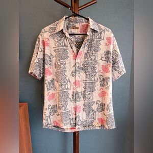 Cooke Street Honolulu Authentic Aloha Shirt | Cream & Indigo Print | Men’s
